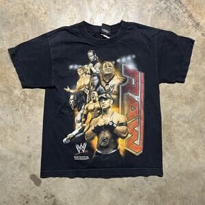 Vintage Y2k WWE Raw John Cena Black Grunge Punk T-Shirt
